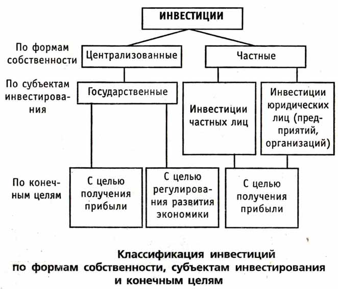 Виды инвестиций от формы собственности