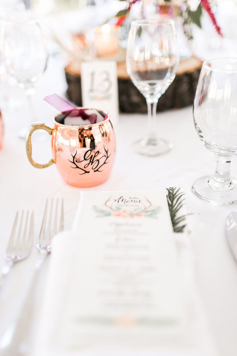 winter wedding favor ideas - copper moscow mule mug