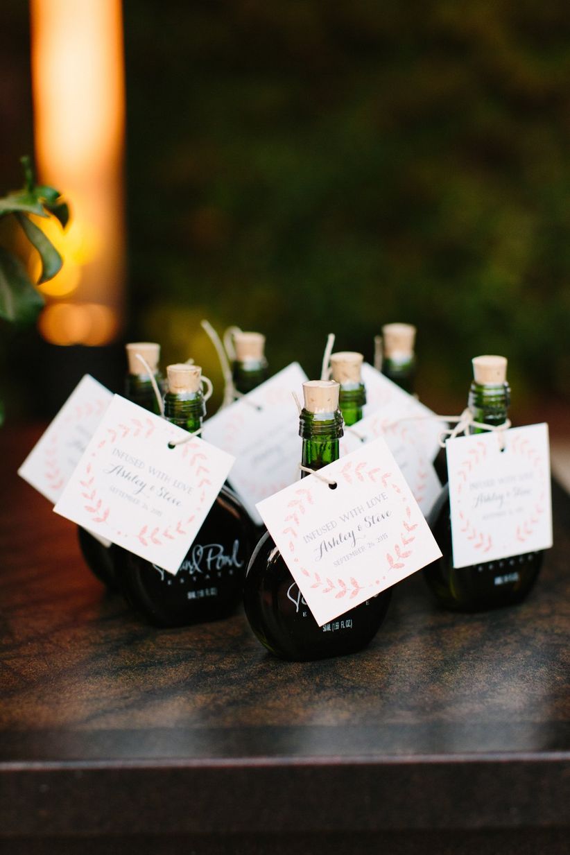 elegant wedding favor ideas - infused olive oil