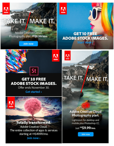 Adobe products online advertisement example