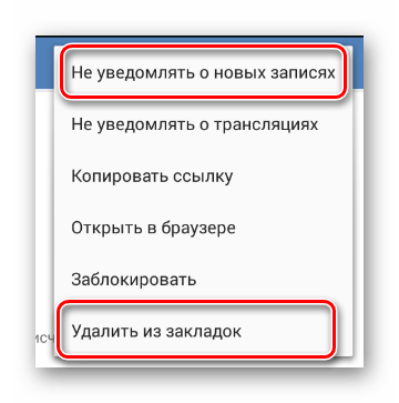 Использование дополнительного меню на странице пользователя в мобильном приложении ВКонтакте