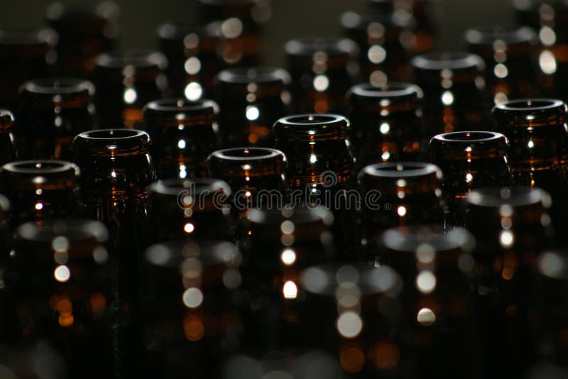 Brown beer bottles stock image
