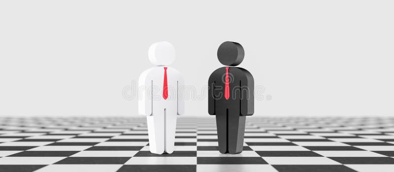 Business competition concept. Successful business people characters on chess board 3d rendering. 3d illustration royalty free illustration