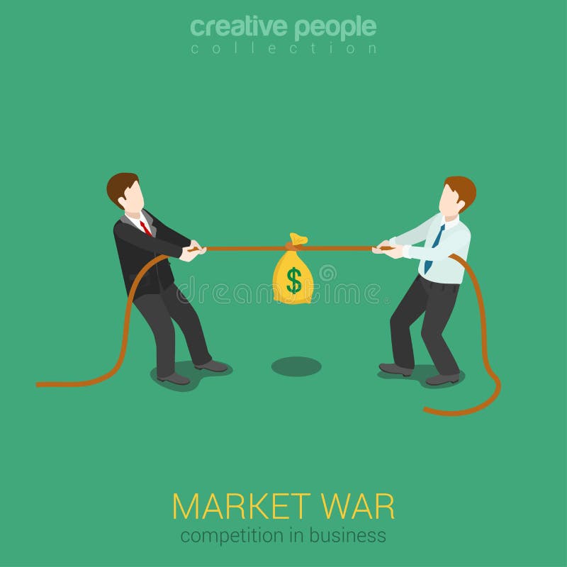 Business competition marketing war flat 3d web isometric concept. Business competition marketing war flat 3d web isometric infographic concept template. Two vector illustration