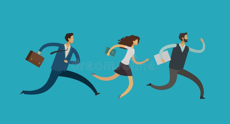 Business people run. Deadline, competition concept. Vector illustration. Business people run. deadline, competition concept. infographics vector illustration stock illustration