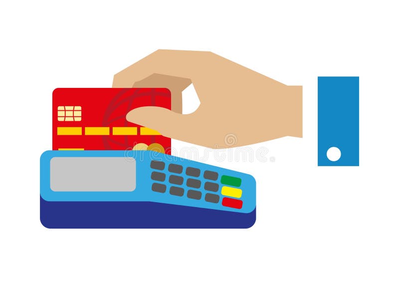 Cash free payment with bank credit card vector illustration stock illustration