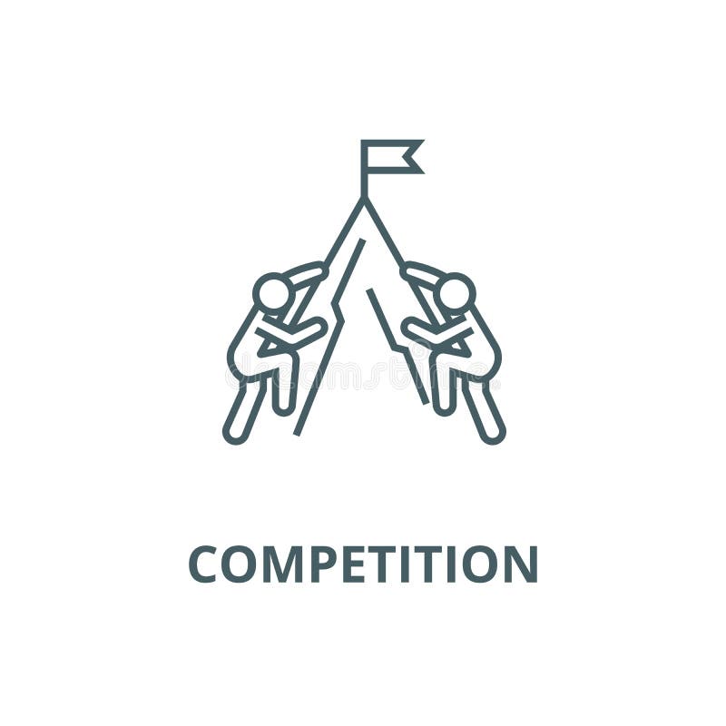 Competition concept, flag and mo line icon, vector. Competition concept, flag and mo outline sign, concept symbol, flat. Competition concept, flag and mo line vector illustration