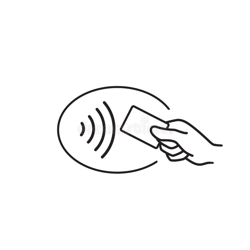 Contactless payment, credit card and hand tap pay wave logo. Vector wireless NFC and contactless pay pass royalty free illustration