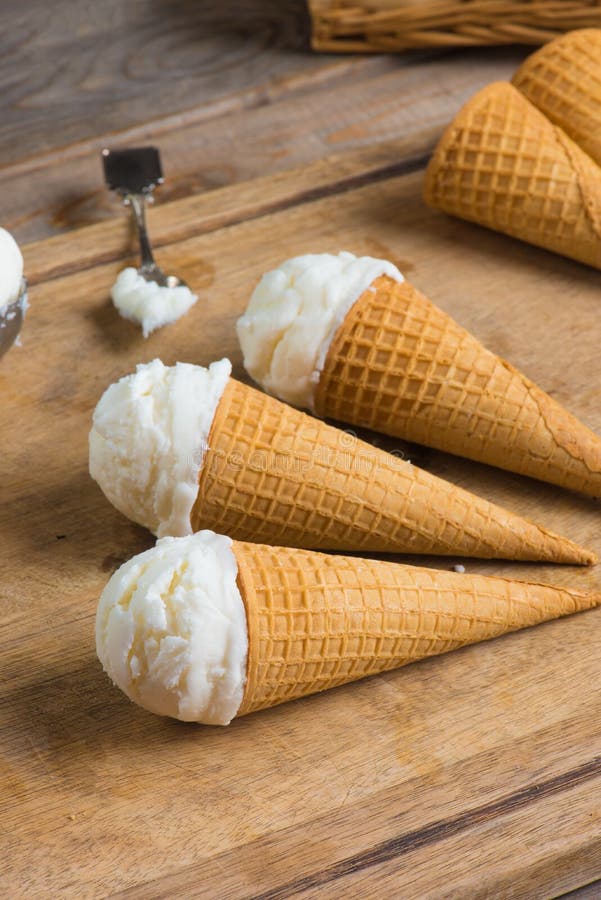 Creamy vanilla ice cream in preparation royalty free stock photo