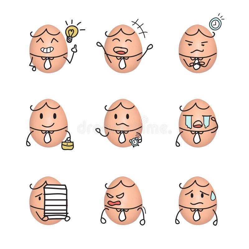 Egg emoticon - business man action cartoon cute to draw the line stock illustration