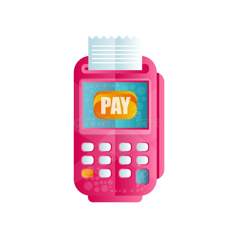 POS terminal confirming the payment, machine for processing payments by credit or debit card flat vector Illustration royalty free illustration
