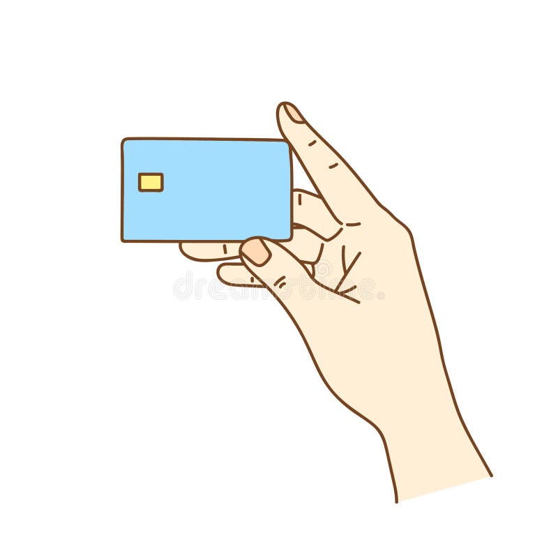 Hand holding credit card isolated on white, vector illustration. royalty free illustration