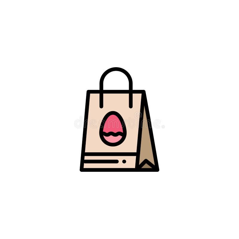 Shopping Bag, Bag, Easter, Egg Business Logo Template. Flat Color stock illustration