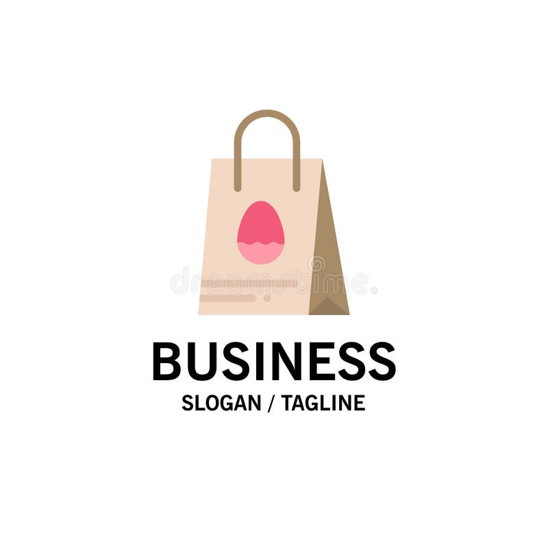 Shopping Bag, Bag, Easter, Egg Business Logo Template. Flat Color vector illustration