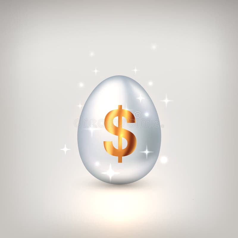 White egg with golden dollar symbol. The concept of financial success of business or wealth, profitable investments, venture. Investments. Vector illustration stock illustration