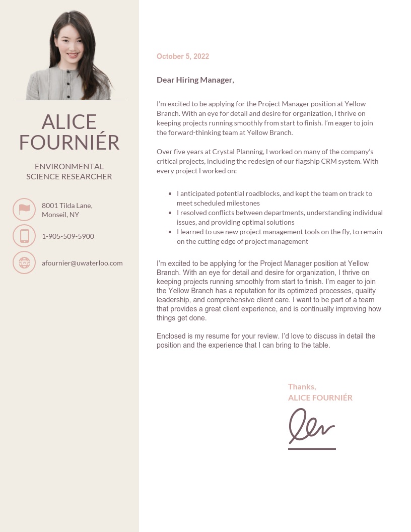 cover letter template