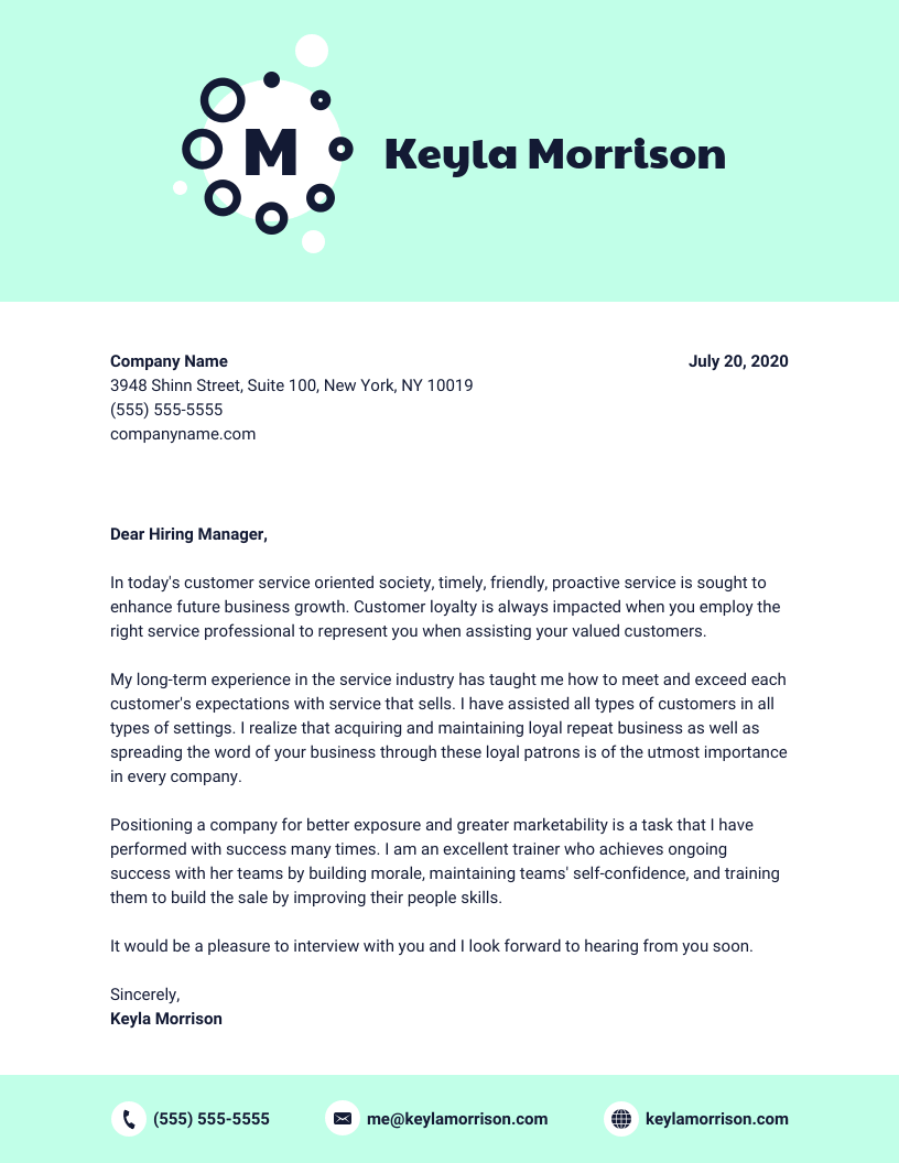 Blue Entry Level Cover Letter Template