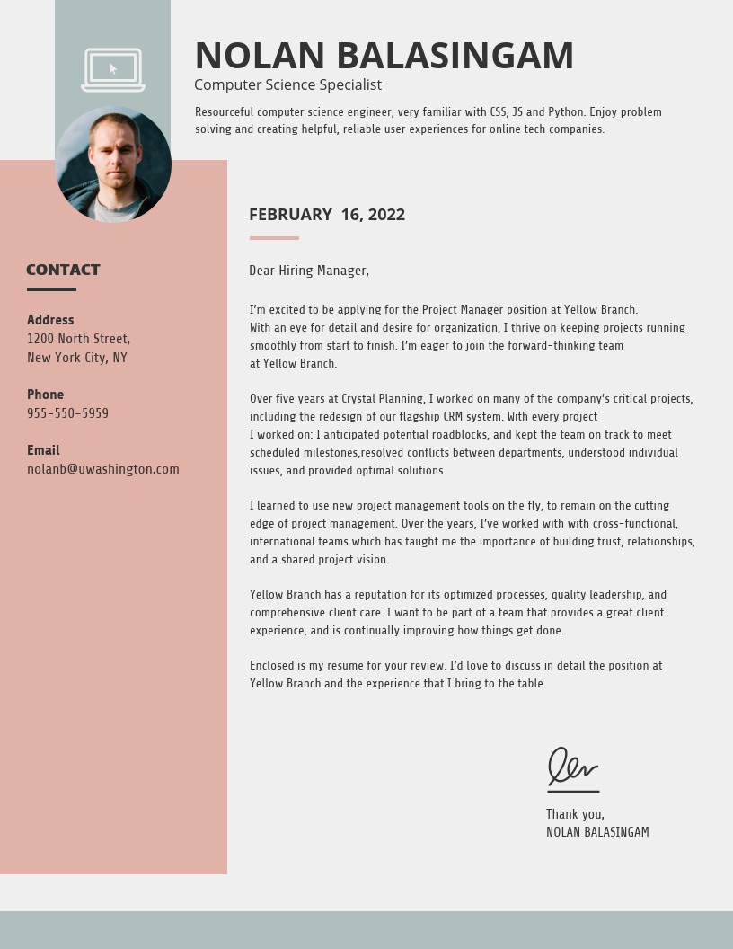 cover letter template