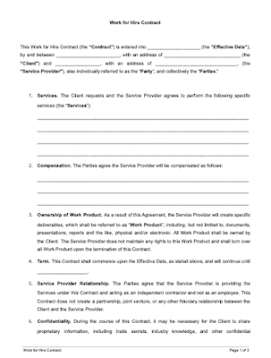 Work for Hire Agreement 