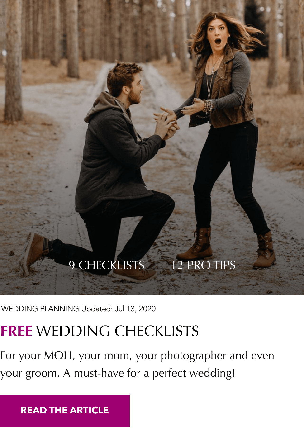 engaged couple wedding checklists banner